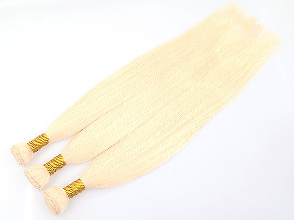 blonde human hair weft